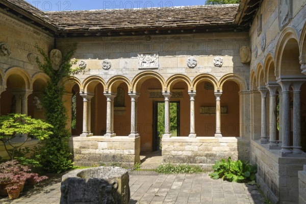 The Cloisters building Italianate gardens designed by Harold Ainsworth Peto, Iford Manor, Wiltshire, England, UK