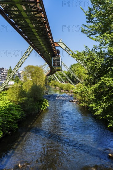 The Wuppertal suspension railway near the Wupperfeld stop in Wuppertal, Germany