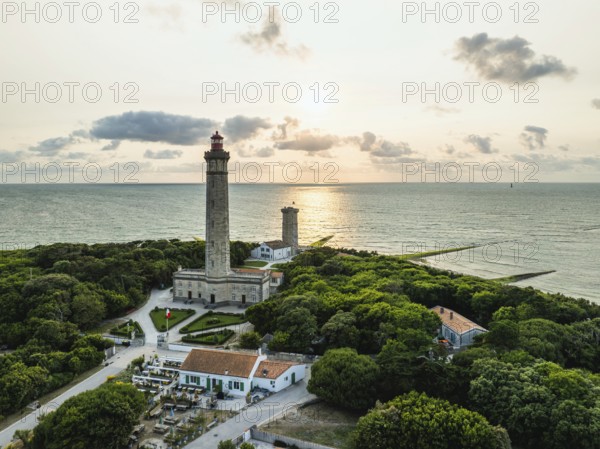 WHALE LIGHTHOUSE from a drone, Saint-Clement-des-Baleines, Atlantic, France
