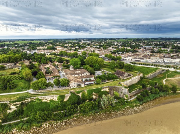 Citadel of Blaye from a drone, Blaye, Gironde Estuary, France
