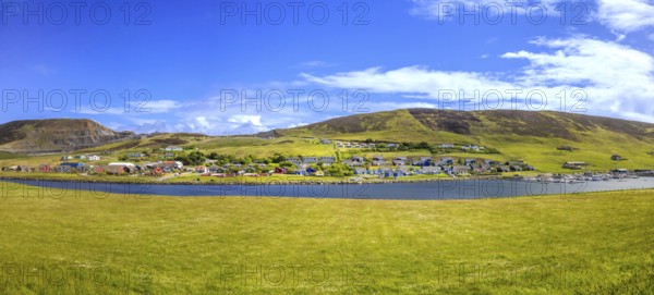 Scotland Shetland scenery in England with cliffs, ocean views and green pastures