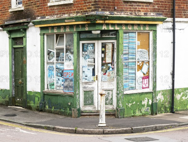 Terry's Allsorts quirky corner shop stores, Dews Road, Salisbury, Wiltshire, England, UK