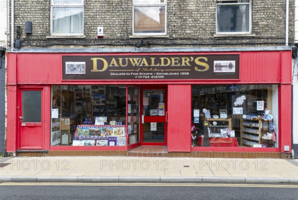 Dauwalder's shop dealers in fine stamps, Fisherton Street, Salisbury, Wiltshire, England, UK