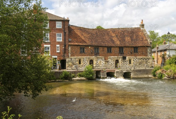 Historic buildings Old Mill Harnham, River Avon, Harnham, Salisbury, Wiltshire, England, UK