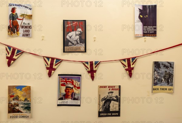 Exhibition of 1940s government public information wartime propaganda posters, Wiltshire, England, UK