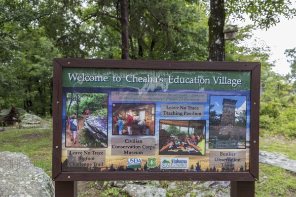 Sign at Alabama's highest point in Cheaha State Park near Delta, Alabama