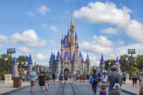 Cinderella's Castle at the end of Main Street in the Magic Kingdom at Walt Disney World, Orlando, Florida