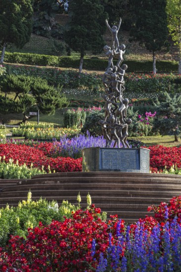 Continuity sculpture in Mae Fah Luang Gardens within the Doi Tung tourist attraction in Chiang Rai, Thailand