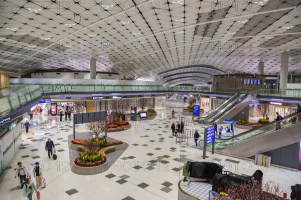 People mover inside of the Hong Kong International Airport in Hong Kong, China