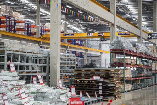 Building materials inside the Mega Home Center warehouse store in Chiang Rai, Thailand