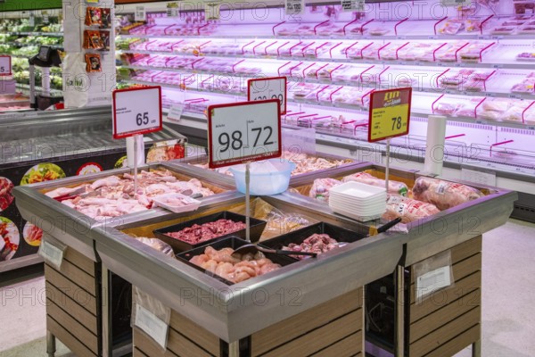 Meat section of the Big C Supercenter in Chiang Rai, Thailand
