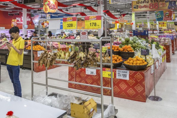 Produce section of the Big C Supercenter in Chiang Rai, Thailand