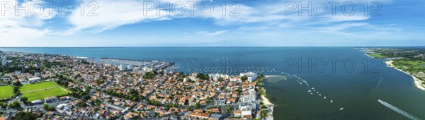 Panorama of Arcachon from a drone, Gironde, France