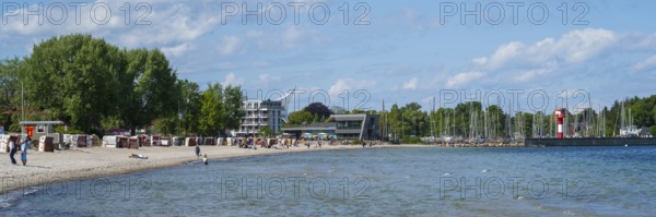 Baltic Sea Info Centre, sandy beach, spa beach, coastline, Eckernförde, Baltic Sea, Schleswig-Holstein, Germany