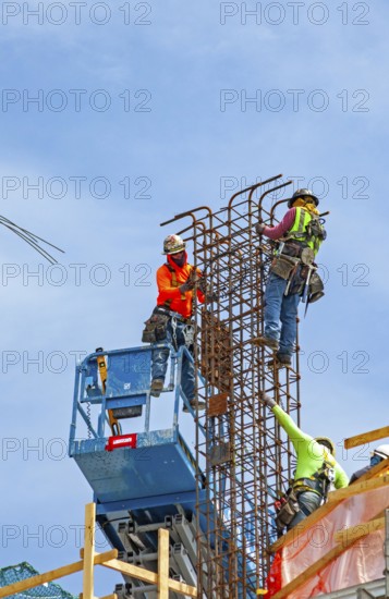 Detroit, Michigan - Construction of the 25-story JW Marriott Detroit Water Square hotel