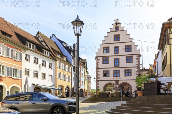 Town hall with stepped gable on the market square, Endingen am Kaiserstuhl, Baden-Württemberg, Germany