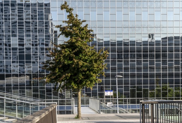 Reflecting facade of the Rabobank building at the central station, Utrecht Centraal, Netherlands