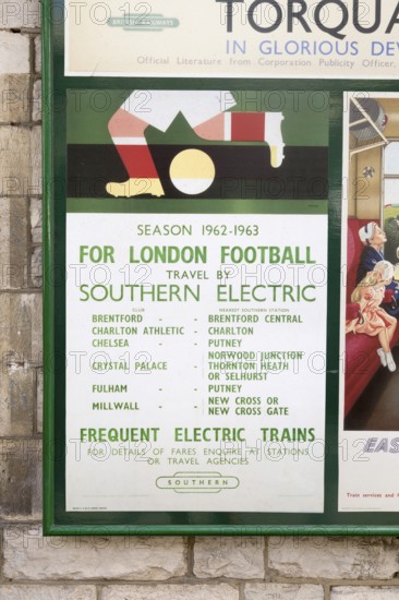 Vintage British Railways rail advertising poster, Swanage railway station, Dorset, England, UK