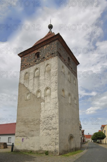 Historic upper gate tower, town tower, Gräfenhainichen, Saxony-Anhalt, Germany