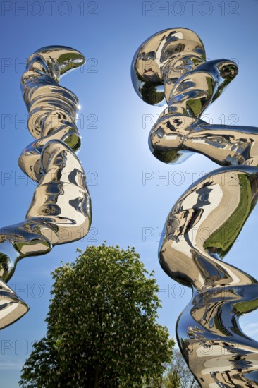 Stainless steel sculpture entitled Points of View by Tony Cragg, Mathildenhöhe, Darmstadt, Hesse, Germany