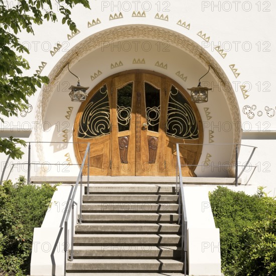 Entrance, Great House Glückert by Joseph Maria Olbrich, Mathildenhöhe, UNESCO World Heritage Site, Darmstadt, Hesse, Germany