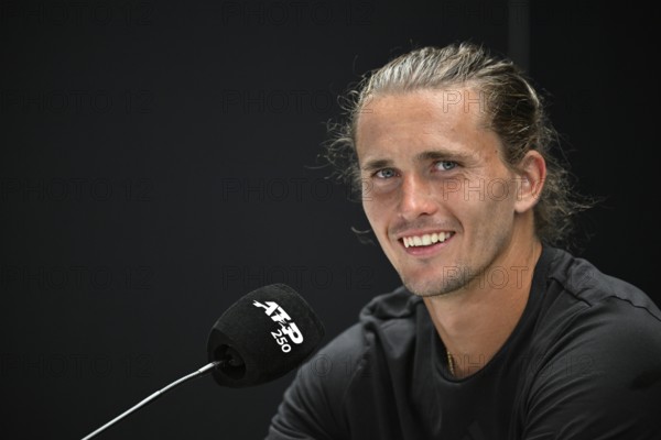 Press conference, PK, portrait, Alexander Zverev GER, smiles, tennis, ATP 250, BOSS Open 2025, Stuttgart, Baden-Württemberg, Germany