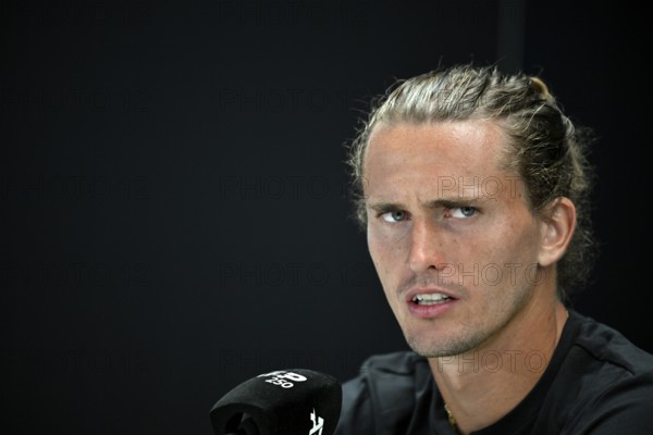 Press conference, PK, portrait, Alexander Zverev GER, angry, angry, gesture, gesture, tennis, ATP 250, BOSS Open 2025, Stuttgart, Baden-Württemberg, Germany