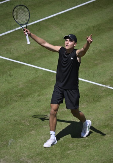 Justin Engel GER Cheering Emotion Gesture Gesture after match win, Tennis, ATP 250, BOSS Open 2025, Stuttgart, Baden-Württemberg, Germany