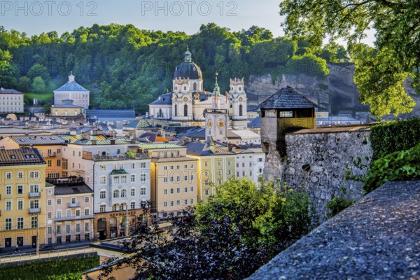 View from the Kapuzinerberg to the historic city centre with the Kollegienkirche, Salzburg, Salzachtal, Land Salzburg, Austria