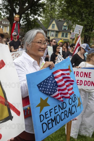 Detroit, Michigan USA - 14 June 2025 - Thousands gathered for a 'No Kings' rally, protesting President Trump's actions against immigrants and against democratic institutions
