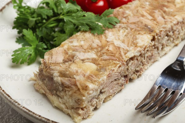 Pork jelly, aspic, homemade, cold appetizer, no people