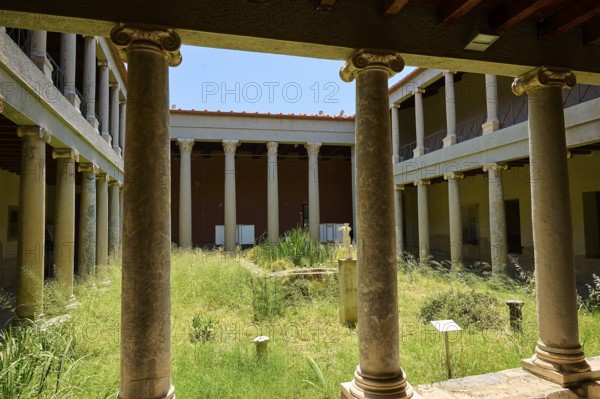 ©Udo Rein, Ancient courtyard with columns and an overgrown garden, Casa Romana, Kos Town, Kos, Dodecanese, Greek Islands, Greece