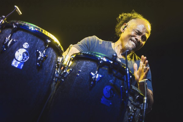 Paoli Mejías, percussionist of Santana live on Oneness Tour 2025 at the Uber Arena in Berlin on 13 June 2025