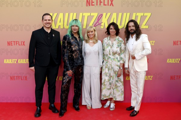 Christoph Weigl, Bill Kaulitz, Katja Hofem, Wiebke Schodder and Tom Kaulitz at the special screening of Kaulitz & Kaulitz S2 at the Delphi Filmpalast in Berlin on 12 June 2025