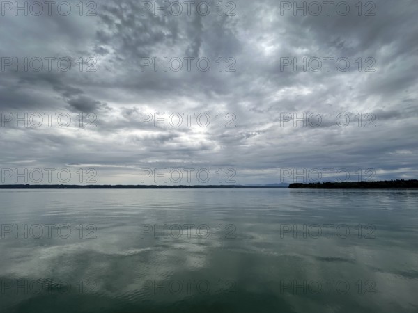 Dark clouds over Lake Starnberg, Bavaria, Germany