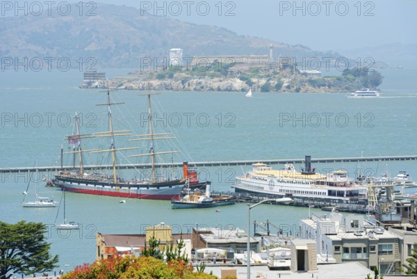 View of San Francisco Bay and Alcatraz Island, San Francisco, California, USA