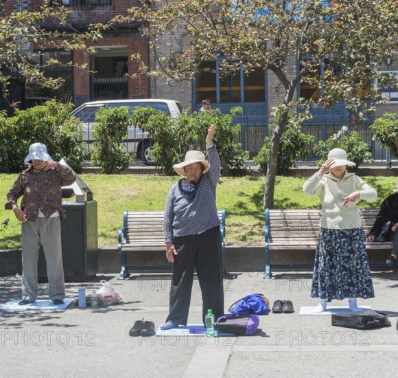 Chinese Americans practicing Tai Chi, Chinatown, San Francisco, California, USA