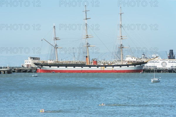 People swimming in San Francisco bay, San Francisco, California, USA
