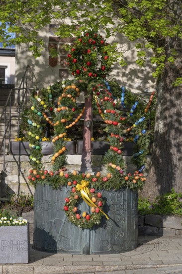 Easter fountain, Kirchrüsselbach, Upper Franconia, Bavaria, Germany