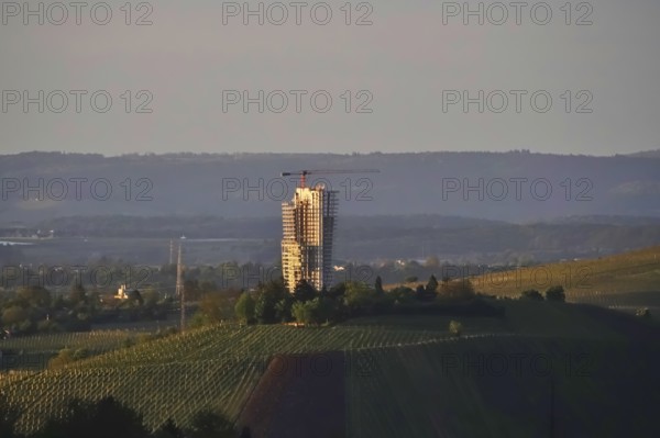 View of the Schwabenlandtower, high-rise building in Fellbach, Baden-Württemberg, Germany