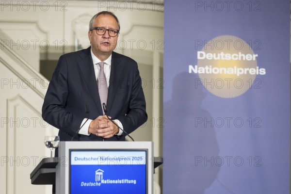 Andreas Voßkuhle (President of the Senate of the German National Foundation) speaks at the award ceremony for the German National Prize 2025 in the Französische Friedrichstadtkirche, Berlin, on 10 June 2025