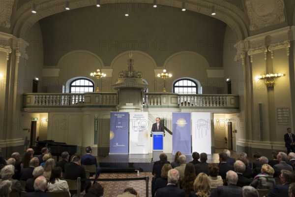 Friedrich Merz (Chancellor of the Federal Republic of Germany) speaks at the presentation of the German National Prize 2025 in Französische Friedrichstadtkirche, Berlin, on 10 June 2025