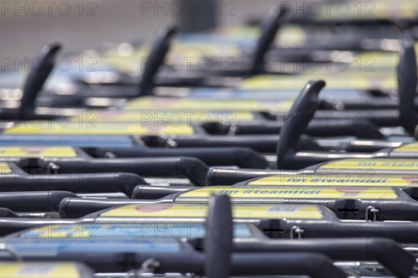 Shopping trolleys at Lidl in Mutterstadt, Rhineland-Palatinate