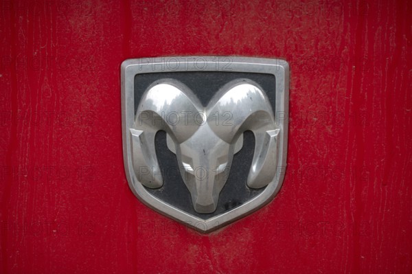 Sign of the US-American brand Ram Trucks, Bavaria, Germany