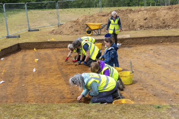 Time Team archaeologists excavating Garden Field at Sutton Hoo, Suffolk, England, UK 2025