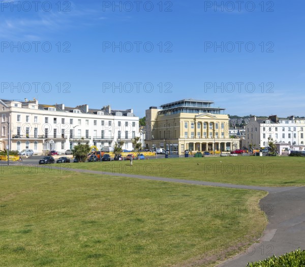 The Den garden and historic buildings in Den Crescent, Teignmouth, south Devon, England, UK