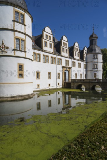 Neuhaus Castle, moated castle, prince-bishop's residence, Weser Renaissance, Paderborn, Westphalia, North Rhine-Westphalia, Germany