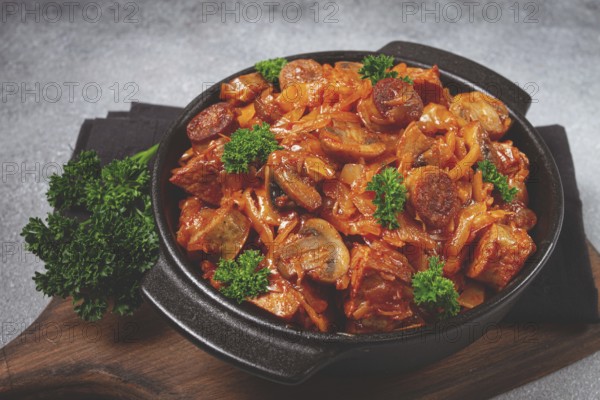 Bigos, bigus is a national Polish dish, made of cabbage and meat, stewed, homemade, no people