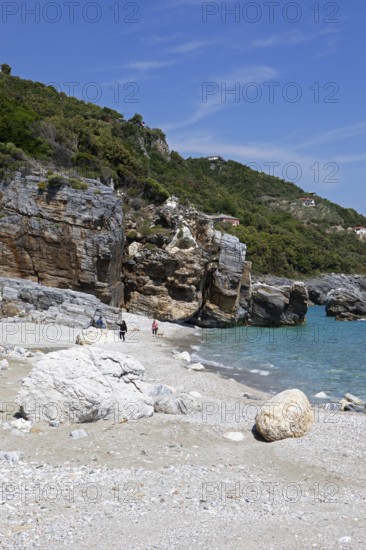 Milopotamos Beach on the Aegean Sea, Pelion Peninsula, Thessaly, Greece, newly created by Storm Daniel