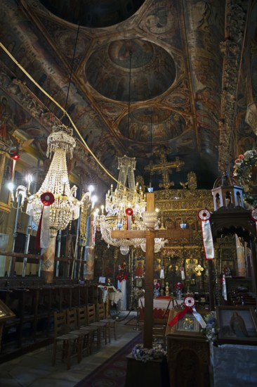 Interior of the Greek Orthodox Church of Agia Marina, Kissos, Pelion Peninsula, Thessaly, Greece